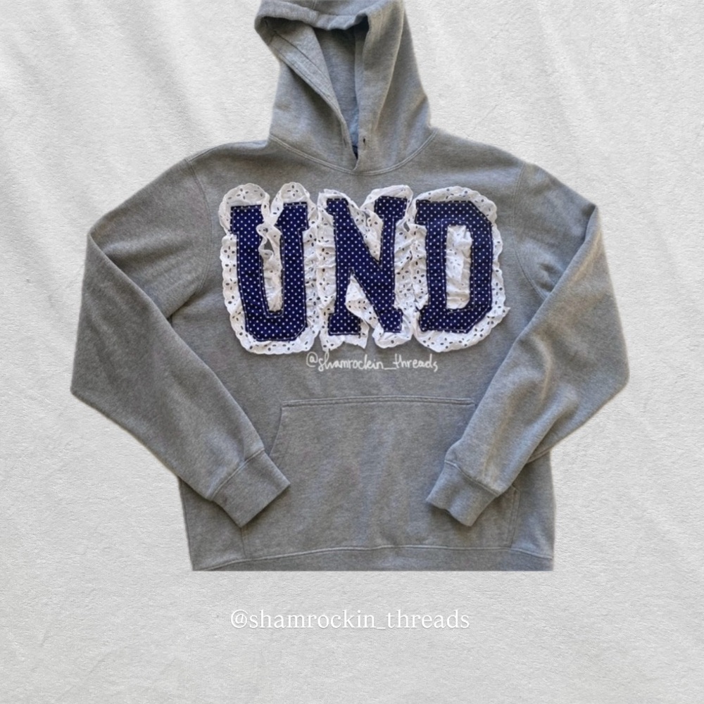 University of Notre Dame hand sewn lace polka dot hoodie